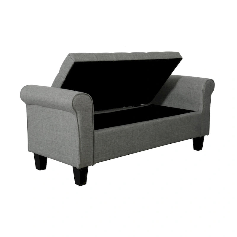 Banc de rangement capitonné en tissu avec couvercle rabattable, Siège de couloir rembourré
