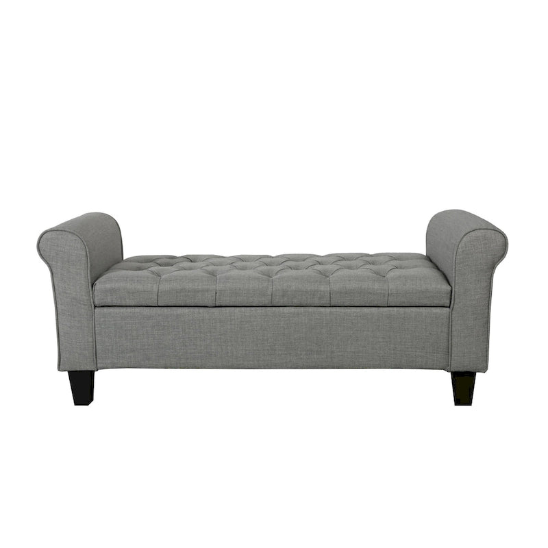 Banc de rangement capitonné en tissu avec couvercle rabattable, Siège de couloir rembourré