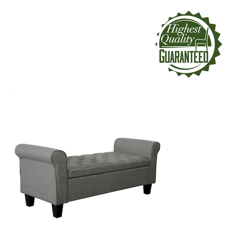 Banc de rangement capitonné en tissu avec couvercle rabattable, Siège de couloir rembourré
