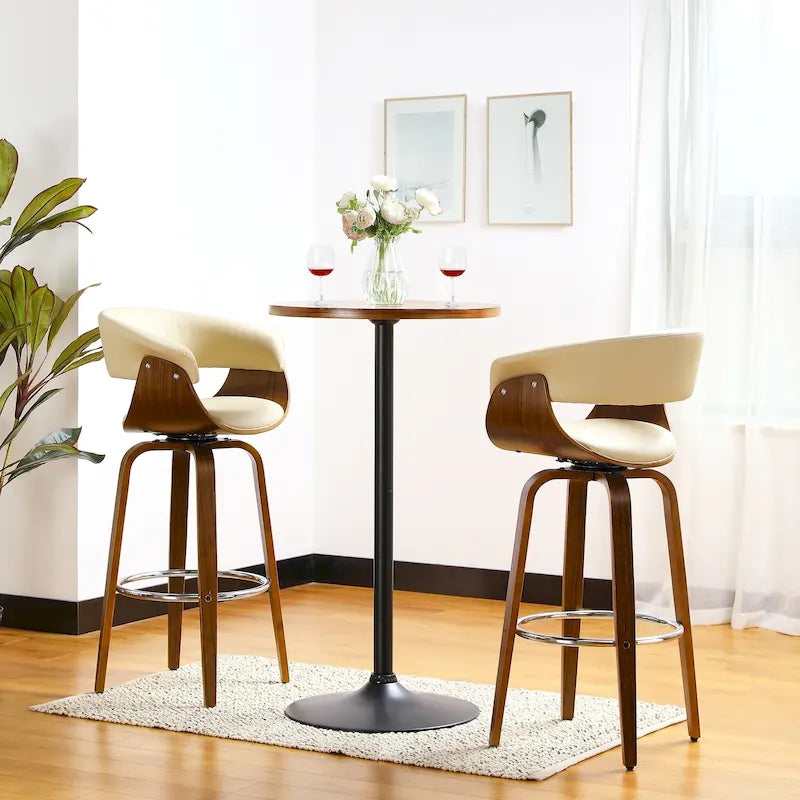 Ensemble de 3 tabourets de bar pivotants réglables en similicuir et table de pub