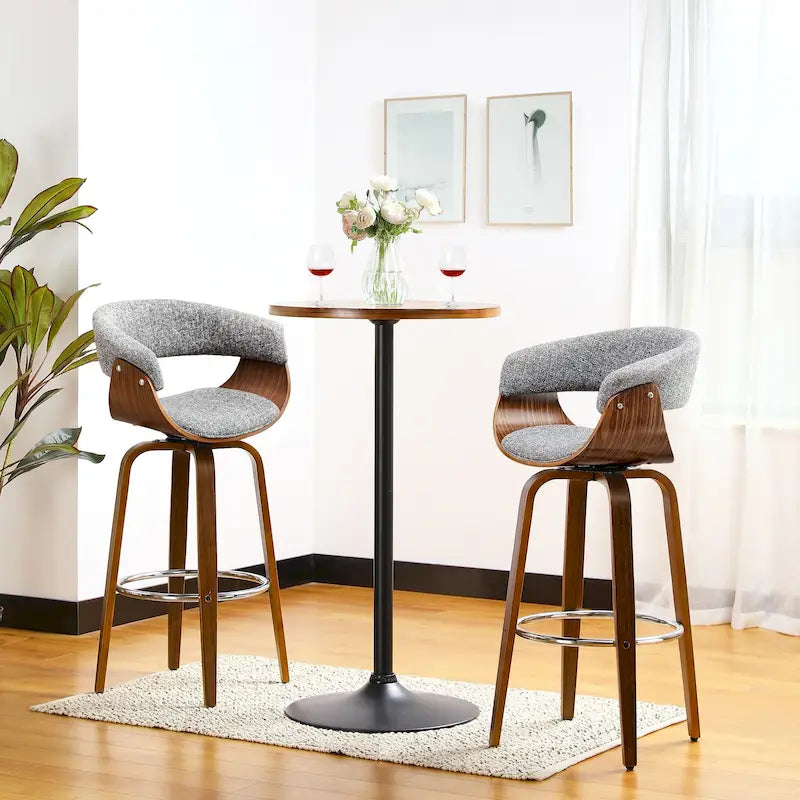 Ensemble de 3 tabourets de bar pivotants réglables en similicuir et table de pub