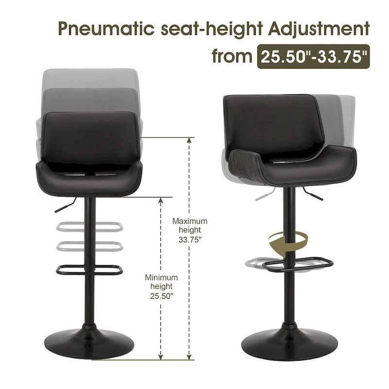Ensemble de 3 tabourets de bar pivotants réglables en similicuir et table de pub