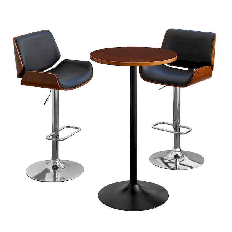 Ensemble de 3 tabourets de bar pivotants réglables en similicuir et table de pub