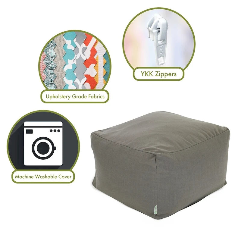 Pouf ottoman carré d'intérieur, mélange polyester/lin, 27"L x 27"l x 17"H