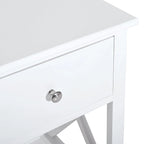 Table d'appoint, table de chevet de style campagnard avec tiroir de rangement, étagère ouverte et cadre en X, table de chevet pour salon, blanc