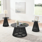 Ensemble table à manger ronde avec chaises Parsons en similicuir blanc, plusieurs options de pièces