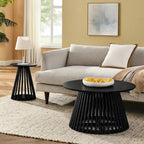 Ensemble table à manger ronde avec chaises Parsons en similicuir blanc, plusieurs options de pièces