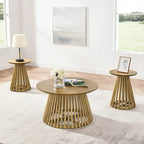 Ensemble table à manger ronde avec chaises Parsons en similicuir blanc, plusieurs options de pièces