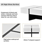 Table basse rectangulaire moderne et simple, meuble de salon, table de cocktail à surface brillante, table centrale pour canapé