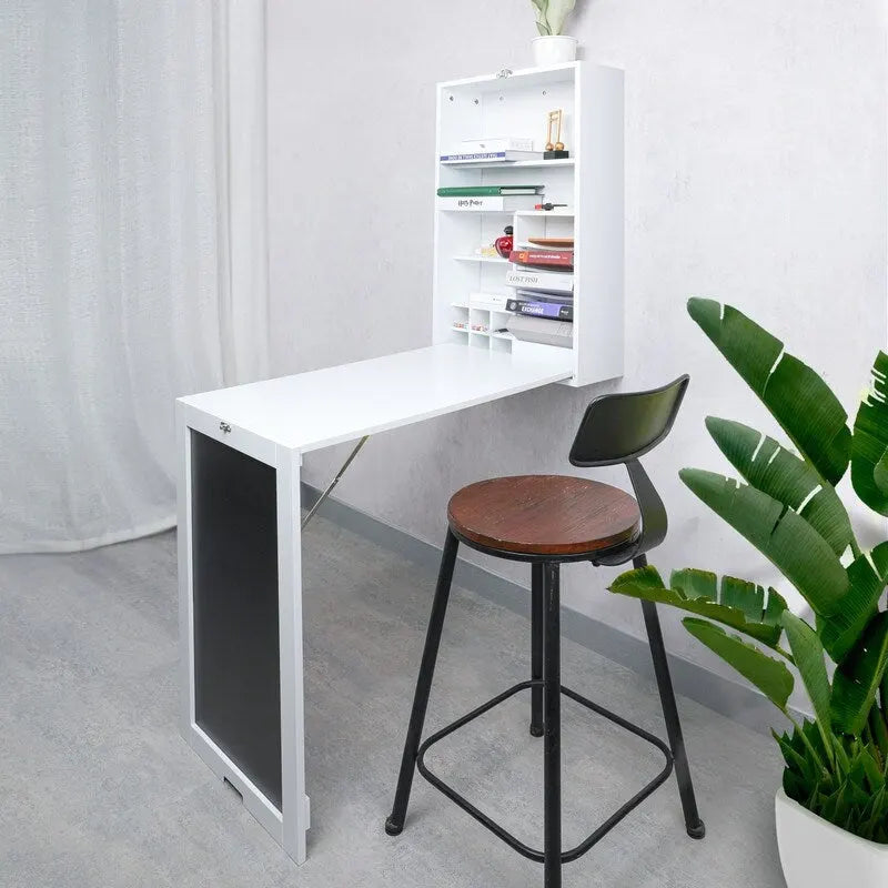 Utopia Alley – Meuble mural de bureau pliable avec tableau, blanc