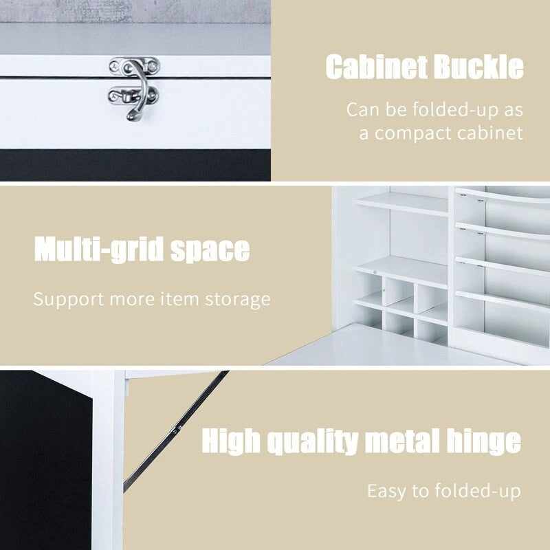 Utopia Alley – Meuble mural de bureau pliable avec tableau, blanc