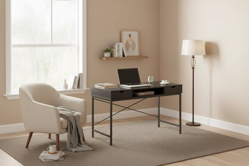 JJS 48' Writing Desk with Drawers, Contemporary Home Office Large Computer Laptop Workstation with Storage