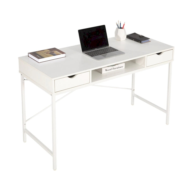 Bureau de 48 po avec tiroirs, poste de travail informatique contemporain pour bureau à domicile