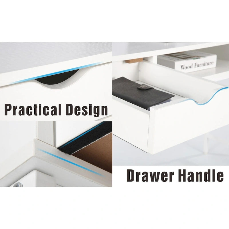 Bureau de 48 po avec tiroirs, poste de travail informatique contemporain pour bureau à domicile