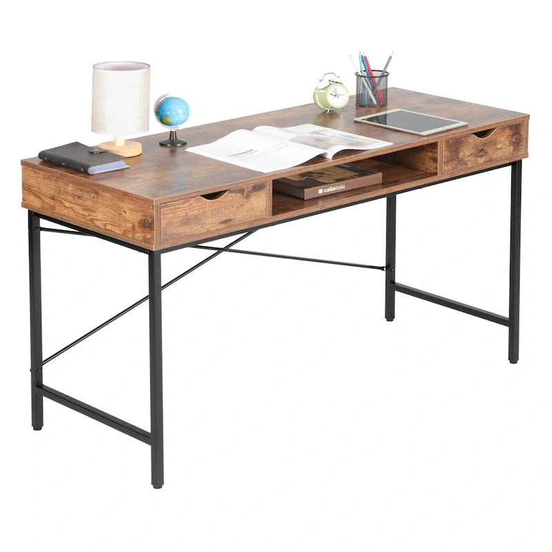 Bureau de 48 po avec tiroirs, poste de travail informatique contemporain pour bureau à domicile