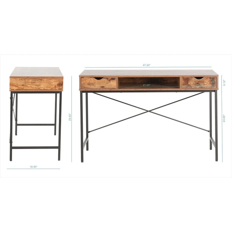 Bureau de 48 po avec tiroirs, poste de travail informatique contemporain pour bureau à domicile