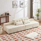 Canapé-lit et ensemble sectionnel modulaires en velours côtelé, beige, conception 3-en-1