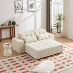 Canapé-lit et ensemble sectionnel modulaires en velours côtelé, beige, conception 3-en-1