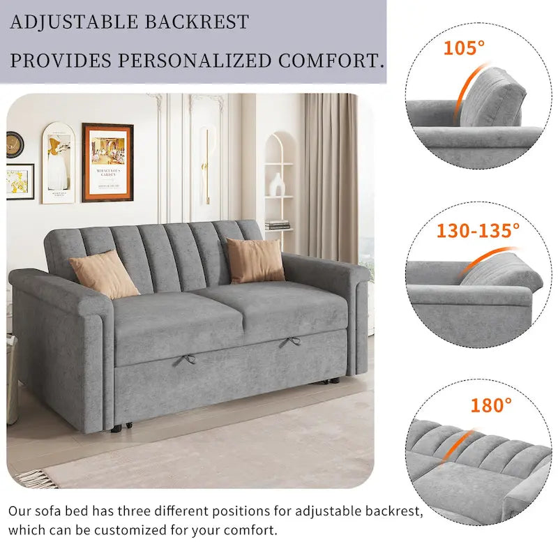 Canapé convertible capitonné avec couchage escamotable