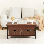 Metal Coffee Table with a Lifting Table and Hidden Storage Space