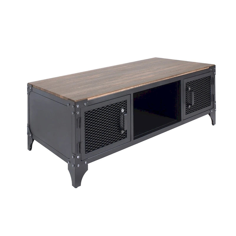 Ensemble de 2 tables basses et d'appoint avec rangement Conner Rustic en noyer foncé et acier de Furniture of America
