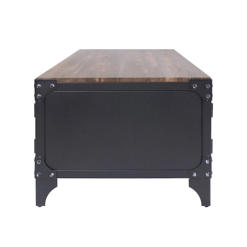 Ensemble de 2 tables basses et d'appoint avec rangement Conner Rustic en noyer foncé et acier de Furniture of America