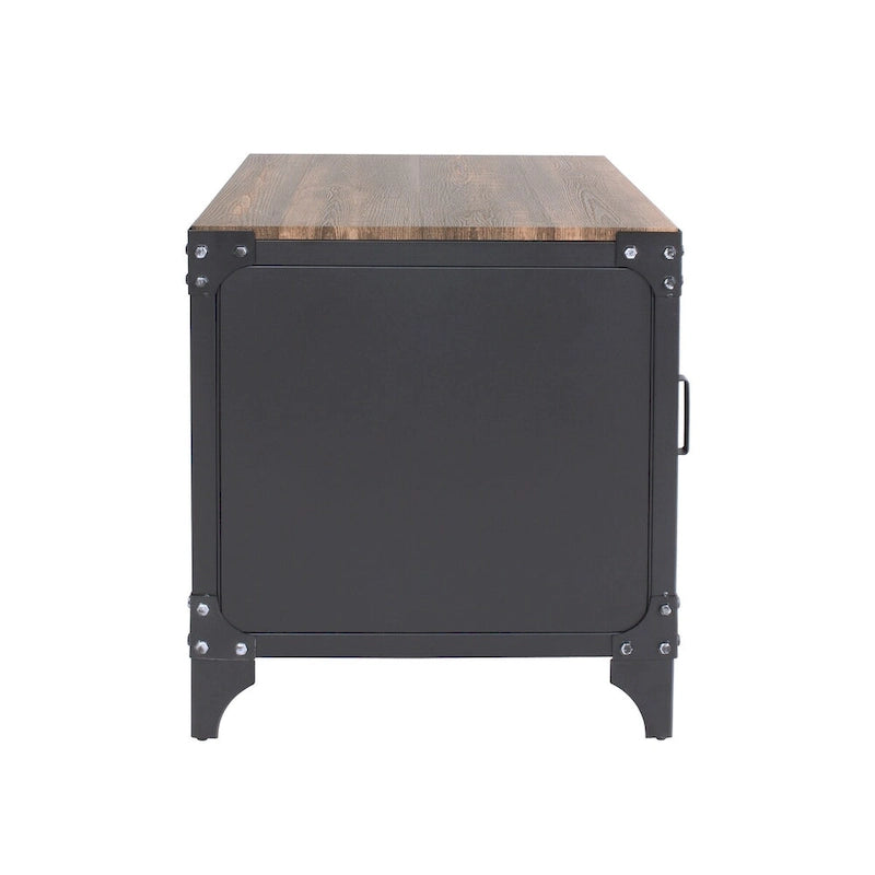 Ensemble de 2 tables basses et d'appoint avec rangement Conner Rustic en noyer foncé et acier de Furniture of America