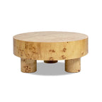 Table basse ronde Nebula 35,5 en loupe de bois avec pieds en pilier