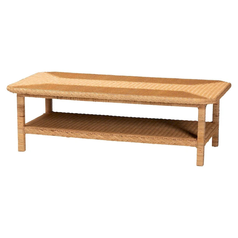 Table basse Minahasa Bohemian Light Honey en rotin tressé