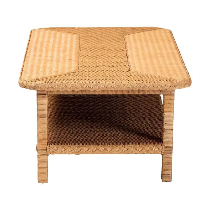 Table basse Minahasa Bohemian Light Honey en rotin tressé