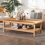 Table basse Minahasa Bohemian Light Honey en rotin tressé