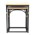 Lot de 2 tables d'appoint rectangulaires en bois et métal, avec accents en rotin Claudette