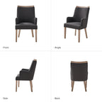 Lot de 6 chaises de salle à manger en bois massif rembourrées de style rustique, assise en tissu de lin