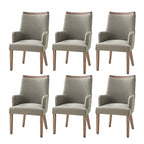 Lot de 6 chaises de salle à manger en bois massif rembourrées de style rustique, assise en tissu de lin