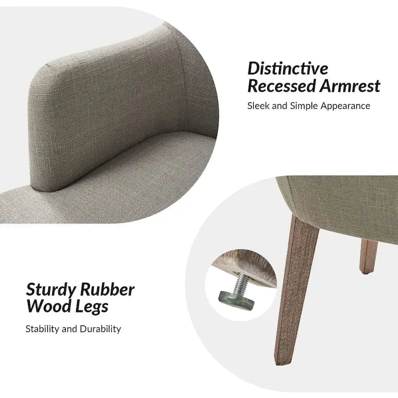 Lot de 6 chaises de salle à manger en bois massif rembourrées de style rustique, assise en tissu de lin