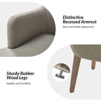Lot de 6 chaises de salle à manger en bois massif rembourrées de style rustique, assise en tissu de lin