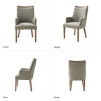 Lot de 6 chaises de salle à manger en bois massif rembourrées de style rustique, assise en tissu de lin