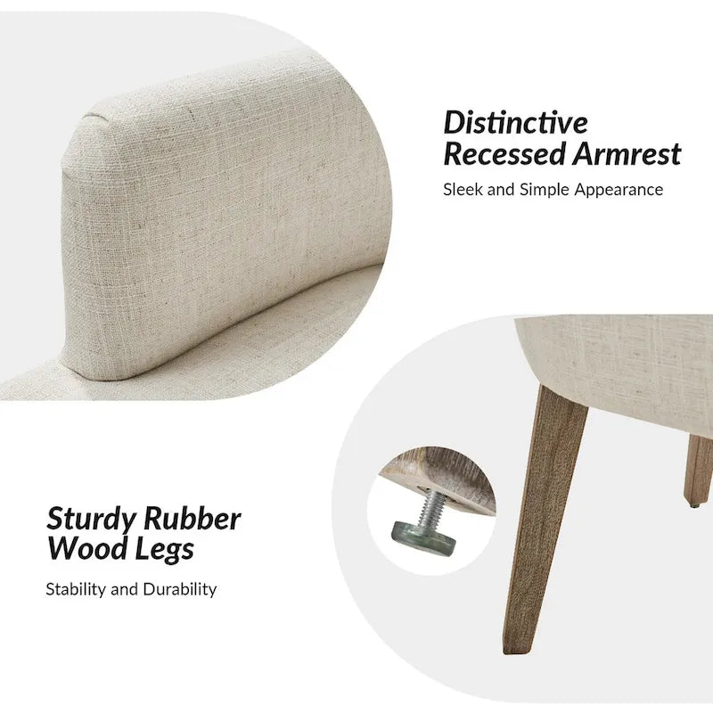 Lot de 6 chaises de salle à manger en bois massif rembourrées de style rustique, assise en tissu de lin