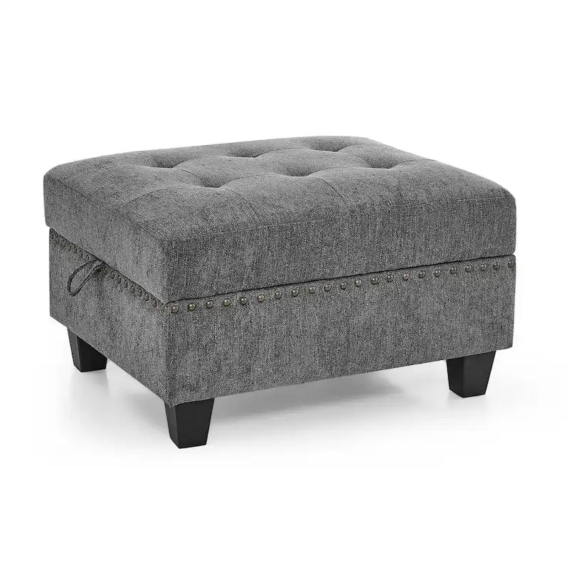 Canapé modulable d'angle 6 places en chenille grise