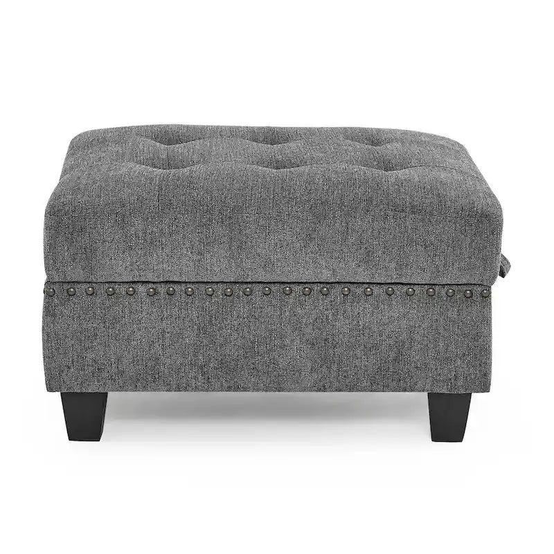 Canapé modulable d'angle 6 places en chenille grise