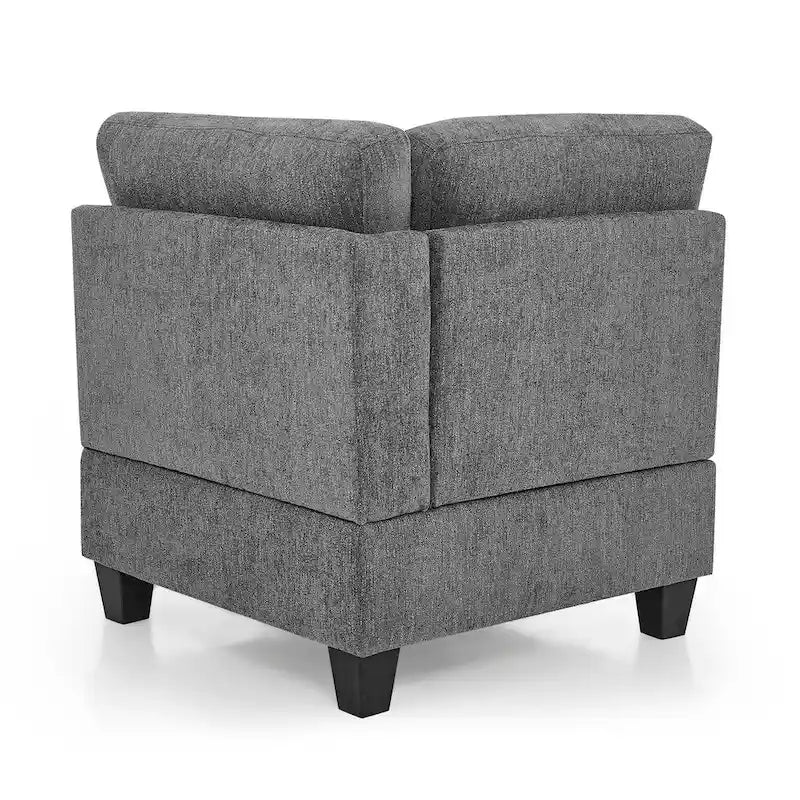 Canapé modulable d'angle 6 places en chenille grise