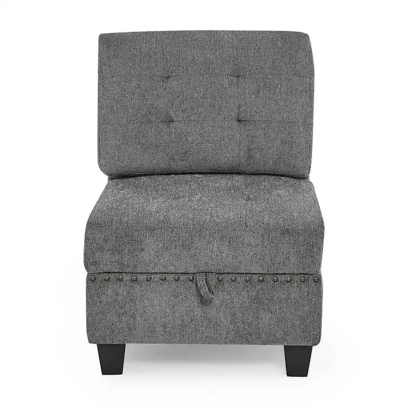 Canapé modulable d'angle 6 places en chenille grise
