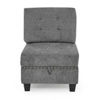 Canapé modulable d'angle 6 places en chenille grise