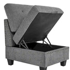 Canapé modulable d'angle 6 places en chenille grise