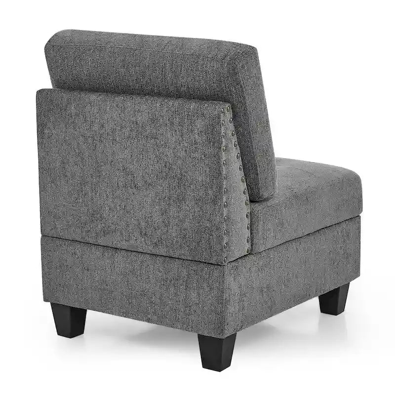 Canapé modulable d'angle 6 places en chenille grise