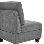 Canapé modulable d'angle 6 places en chenille grise