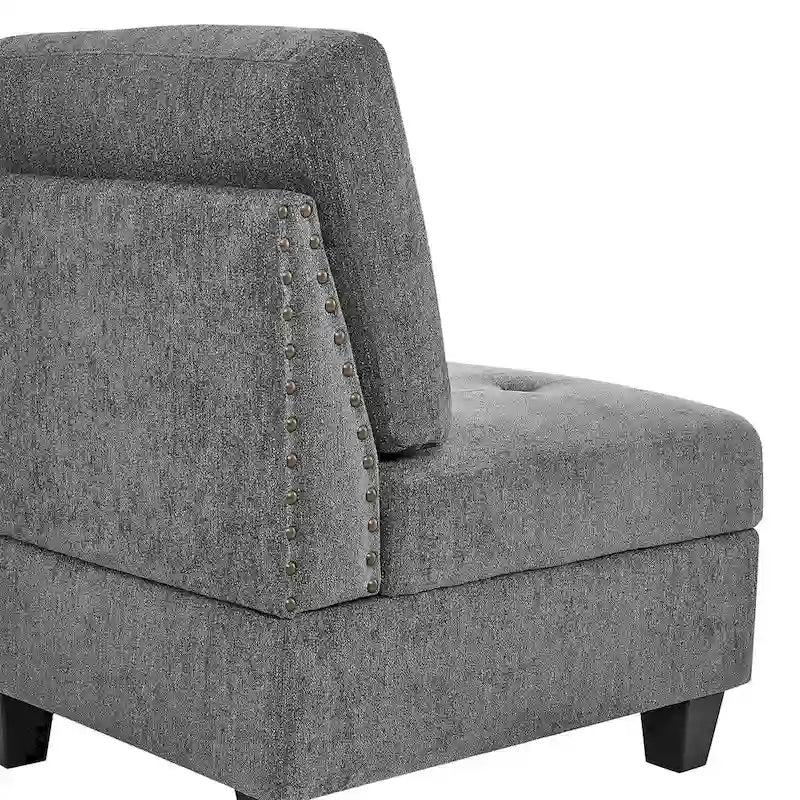 Canapé modulable d'angle 6 places en chenille grise
