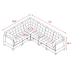 Canapé modulable d'angle 6 places en chenille grise