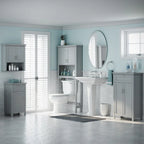 Armoire de rangement à deux portes RiverRidge Somerset avec tiroir et étagère réglable pour salle de bain et buanderie - Gris - N/A