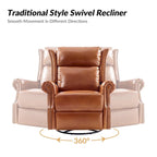 Ensemble de 2 fauteuils inclinables pivotants manuels en cuir véritable traditionnel Viviana par HULALA HOME